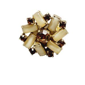 Vintage Rhinestone Pinwheel Adjustable Ring (A1104)